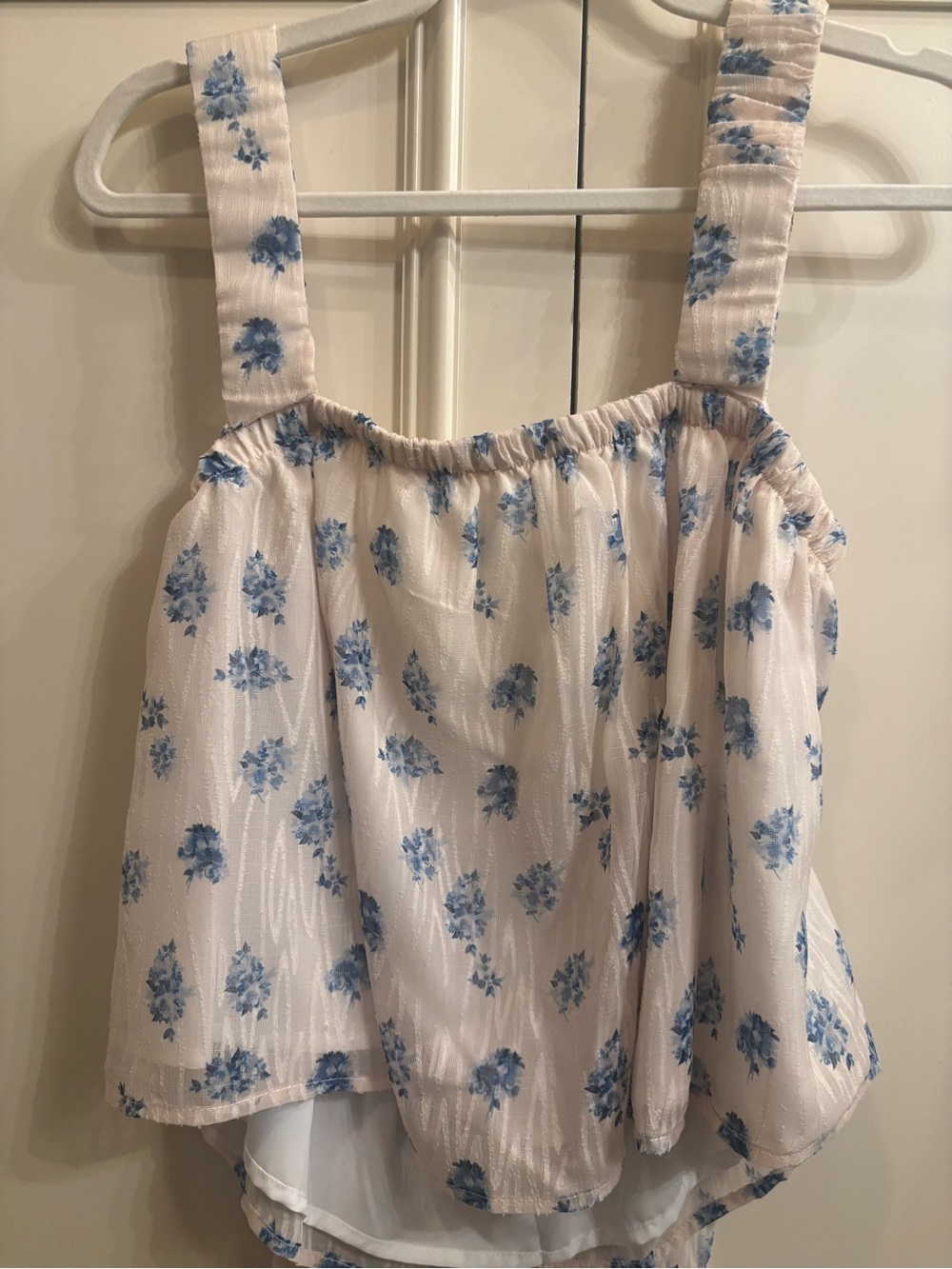 SHEIN Petite Blue Floral Square Neck Crop Tank - Picture 4 of 6